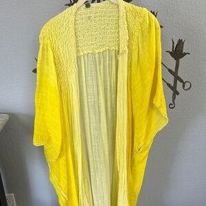 Yellow Open Front 👘 FREE PEOPLE GAUZE GAUZE
